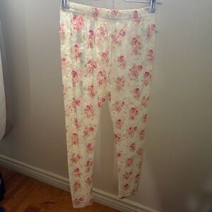Xhilaration Cream Lace Leggings with Pink Floral Print